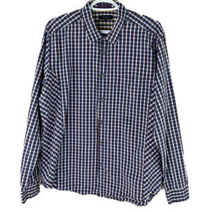 Ted  Baker Blue & White Gingham Plaid Dress Shirt